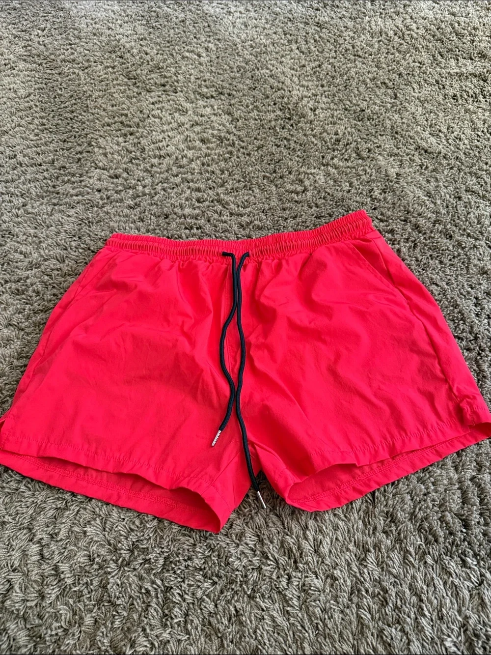 Men’s Red Swim/Active Shorts with Drawstring